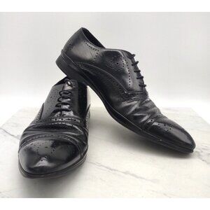 PRADA Mens Leather Dress Shoes Size 12 E Black Lace Up Oxford 1316